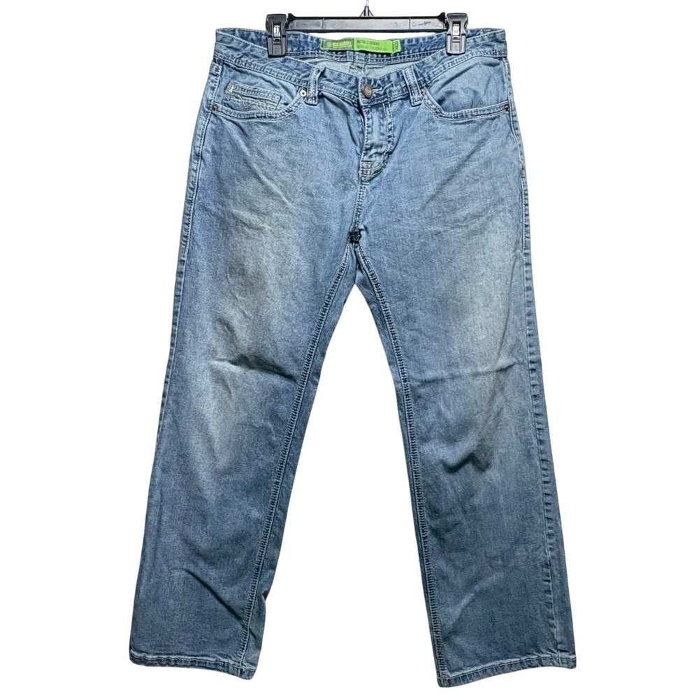 Rock & Roll Cowboy Pistol Straight Leg Jeans Mens 34x30 Light Wash western Blue